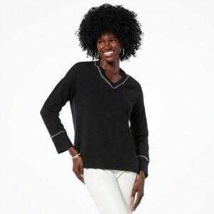 GREY by Jhoan Sebastian Grey Pullover Sweater Plus Size 1X Chain Detail Black